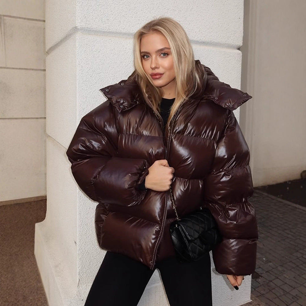 Damen Winterjacke in Lackoptik mit Steppung (2)