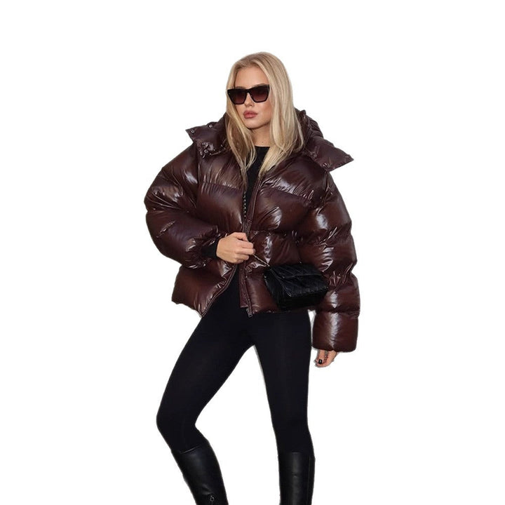 Damen Winterjacke in Lackoptik mit Steppung (5)