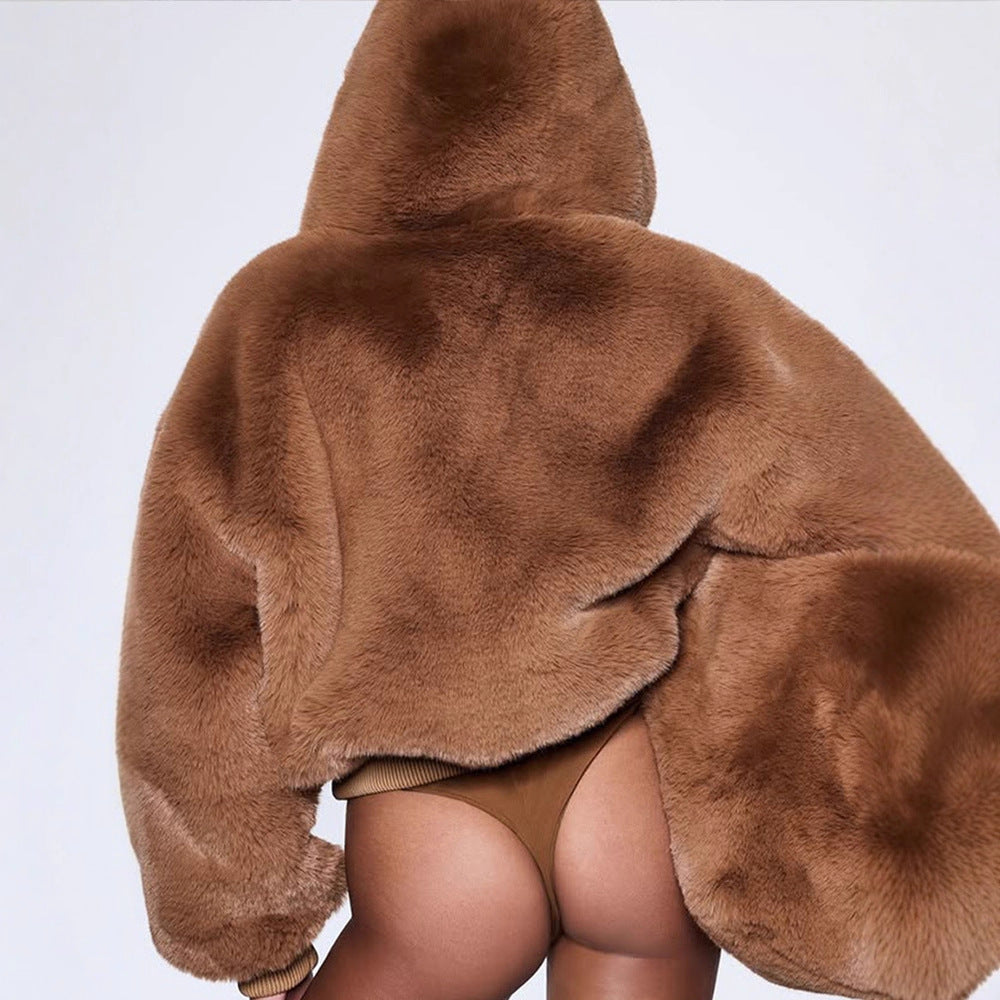 Damen Winterjacke kurz mit Teddy im Bomberjacken-Stil (3)