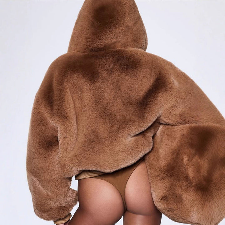 Damen Winterjacke kurz mit Teddy im Bomberjacken-Stil (3)