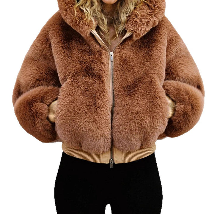 Damen Winterjacke kurz mit Teddy im Bomberjacken-Stil (5)