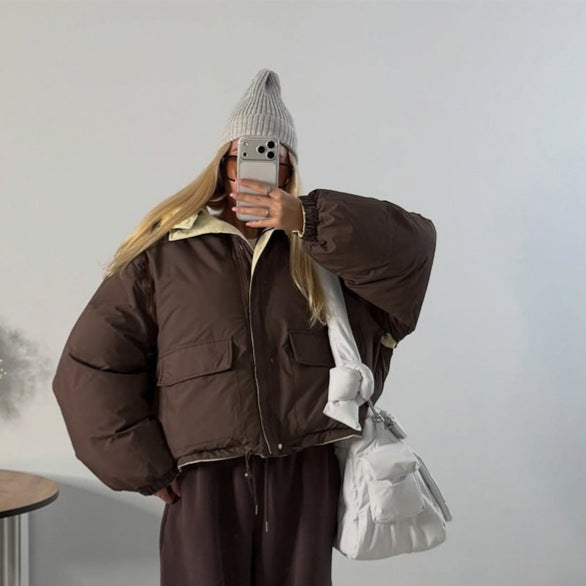 Damen Winterjacke Kurzmodell mit Steppung und Oversize-Schnitt (3)