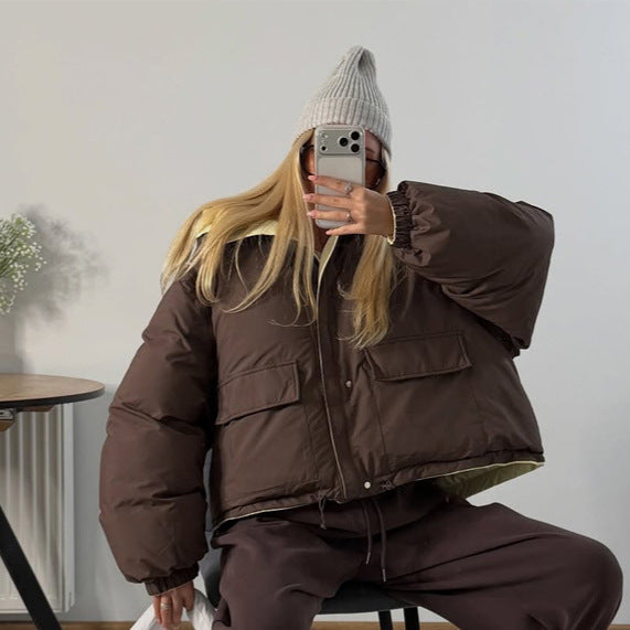 Damen Winterjacke Kurzmodell mit Steppung und Oversize-Schnitt (4)