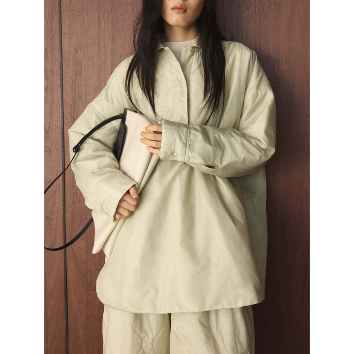 Damen Winterjacke Leicht Gesteppt Klassisch für Alltag in Helles Apricot