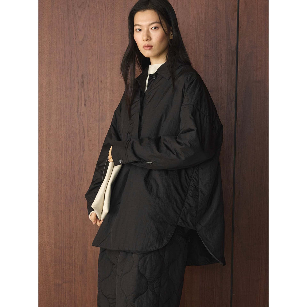Damen Winterjacke Leicht Gesteppt Klassisch für Alltag in Schwarz