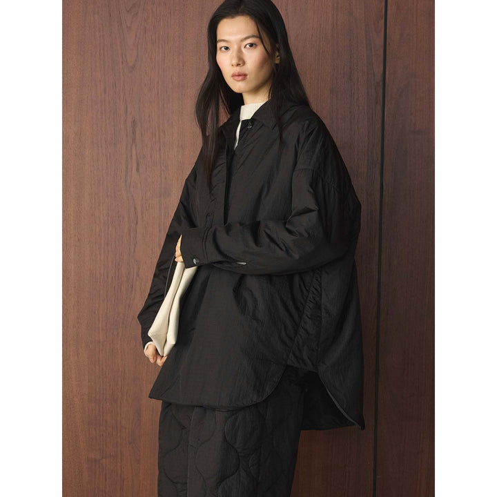 Damen Winterjacke Leicht Gesteppt Klassisch für Alltag in Schwarz