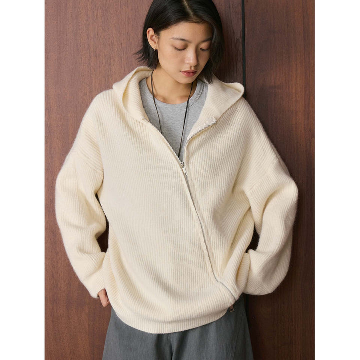 Damen Winterjacke mit Ballonärmeln aus Strickmix in Weiß