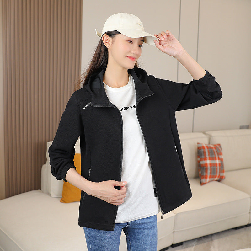 Damen Winterjacke mit Fleece-Softshell für Alltag in Damen Schwarz