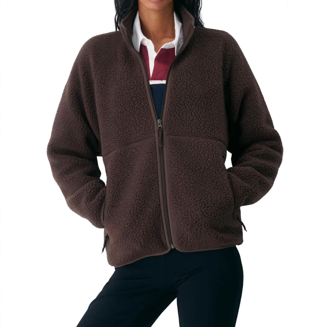Damen Winterjacke mit Fleece und Seitentaschen in Braun
