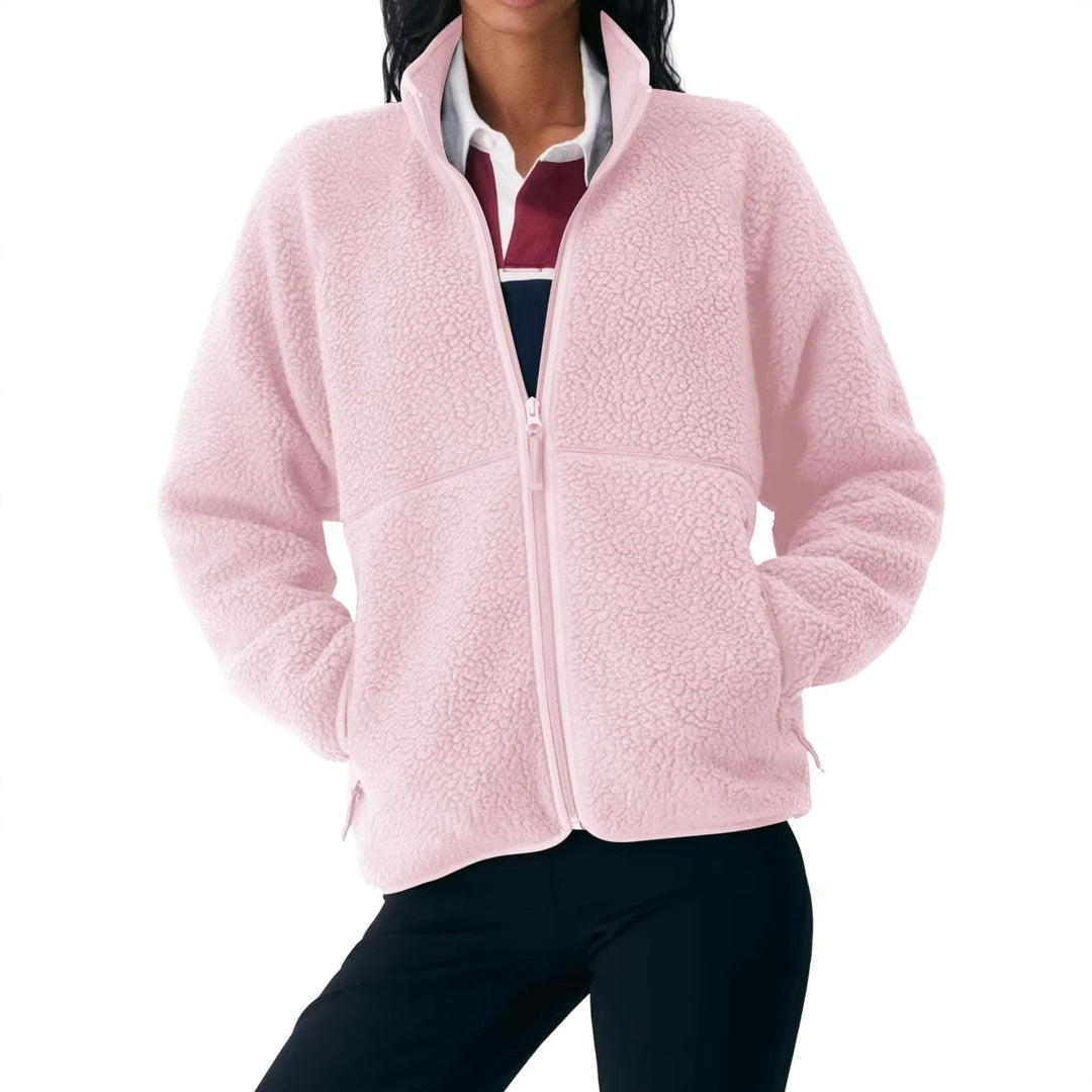 Damen Winterjacke mit Fleece und Seitentaschen in Rosa