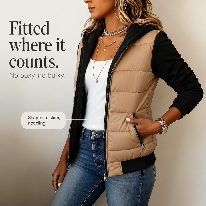 Damen Winterjacke mit Kapuze und gesteppter Vorderseite (5)