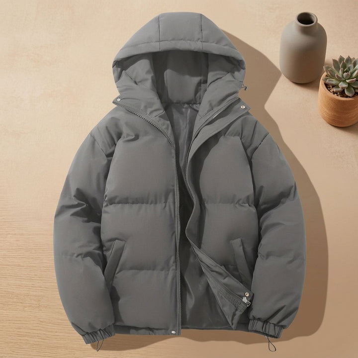 Damen Winterjacke mit Kapuze und Puffer-Design in Dunkelgrau