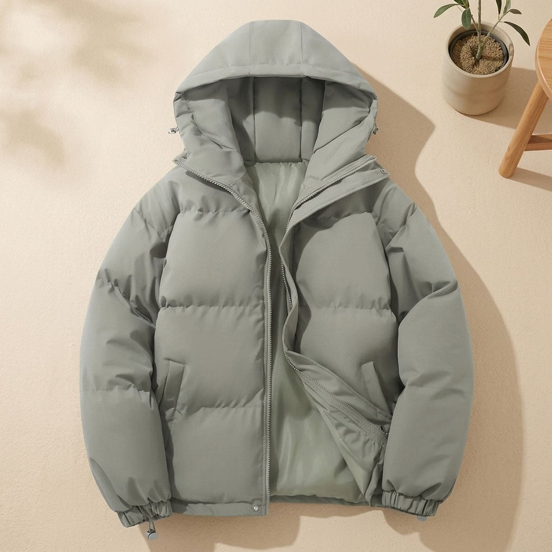Damen Winterjacke mit Kapuze und Puffer-Design in Grau