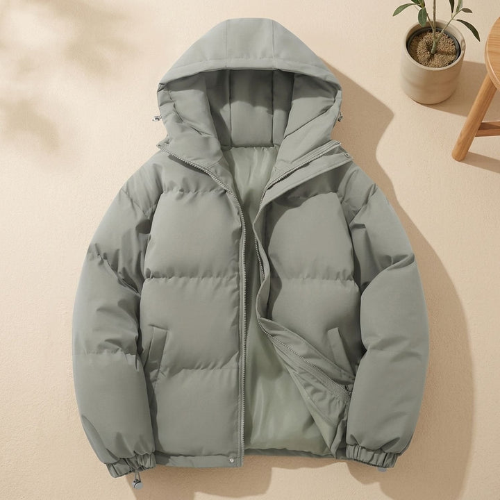 Damen Winterjacke mit Kapuze und Puffer-Design in Grau