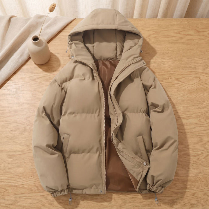 Damen Winterjacke mit Kapuze und Puffer-Design in Khaki