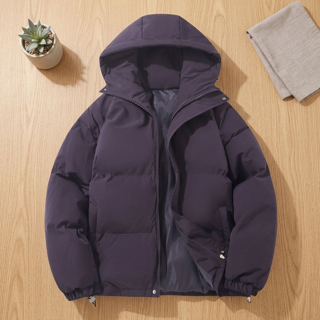 Damen Winterjacke mit Kapuze und Puffer-Design in Lila