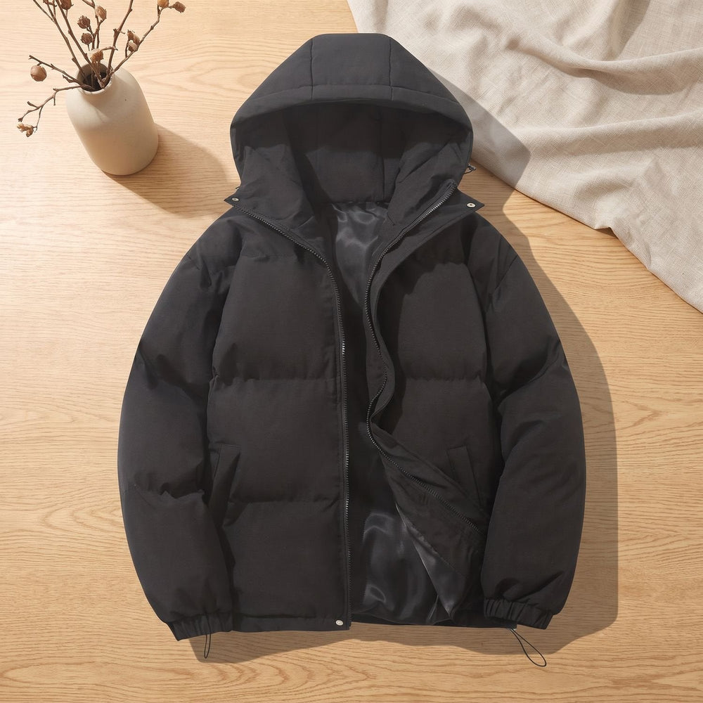 Damen Winterjacke mit Kapuze und Puffer-Design in Schwarz