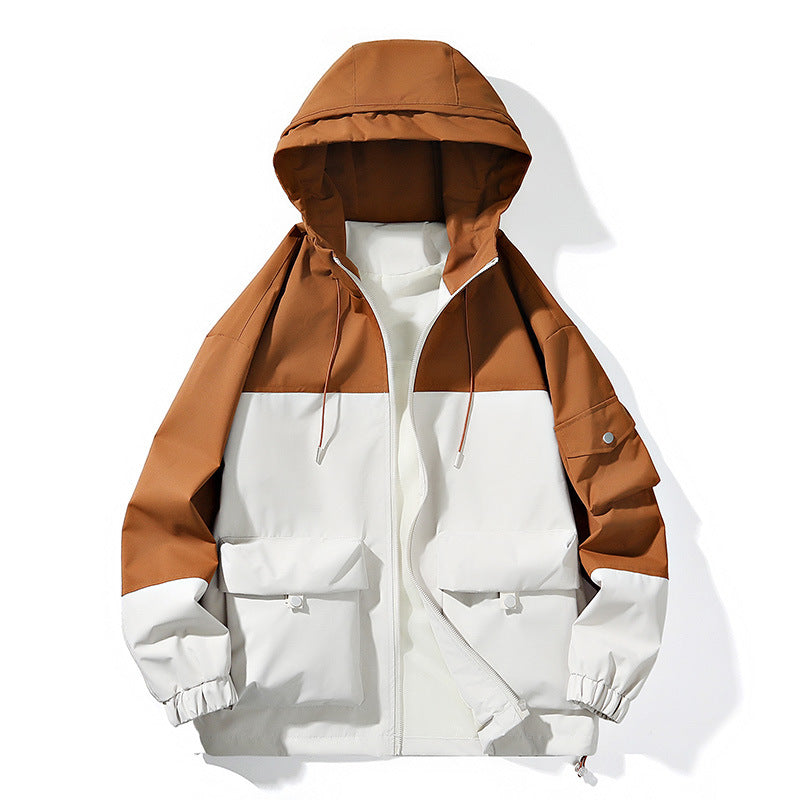 Damen Winterjacke mit leichtem Colorblock-Design in Karamell