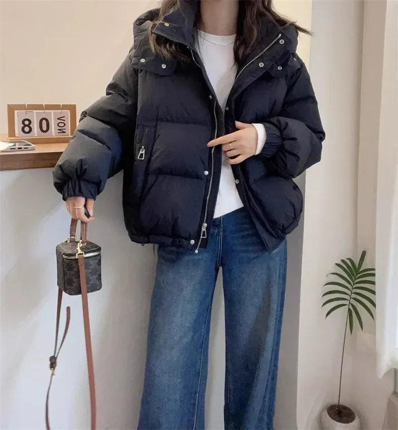 Damen Winterjacke mit Stehkragen und Kapuze (4)