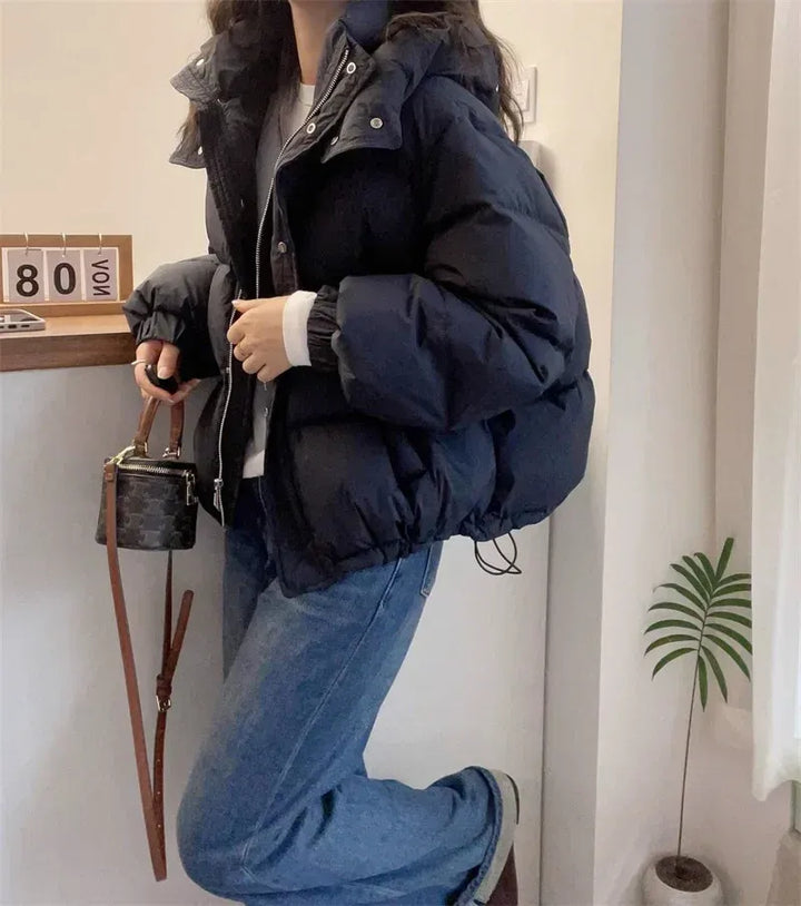 Damen Winterjacke mit Stehkragen und Kapuze (5)
