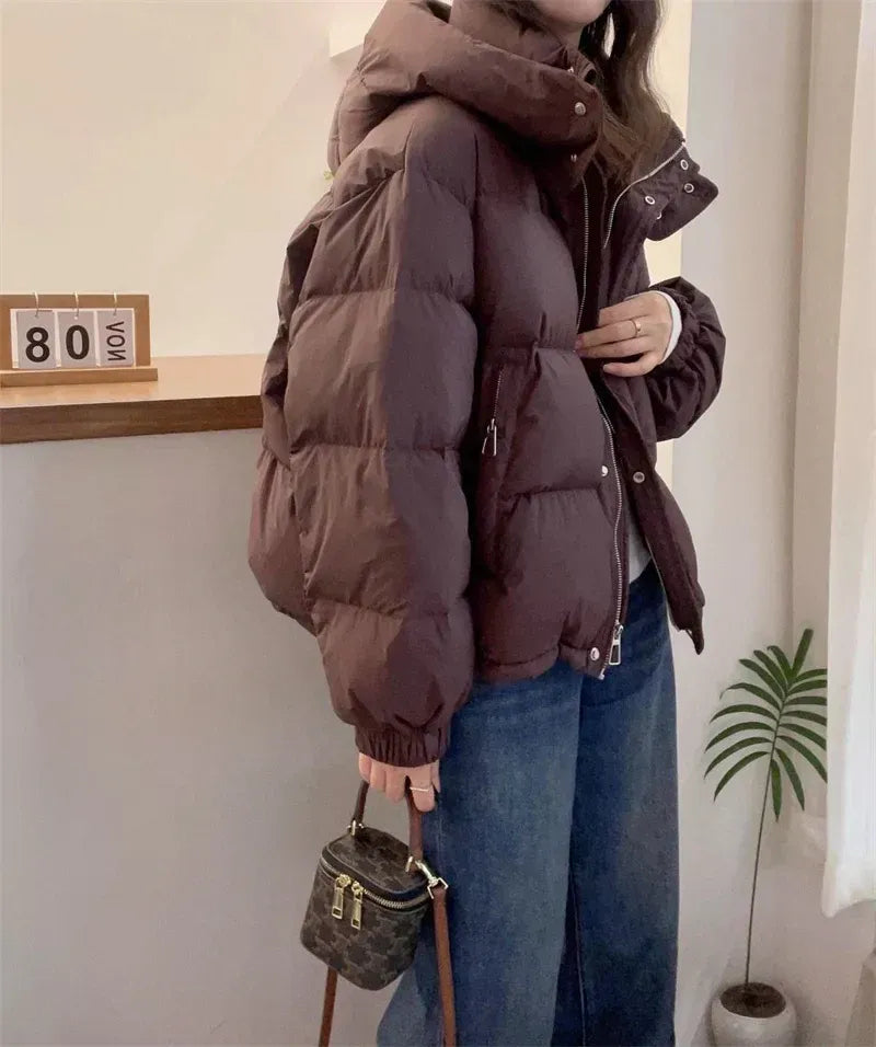 Damen Winterjacke mit Stehkragen und Kapuze (9)