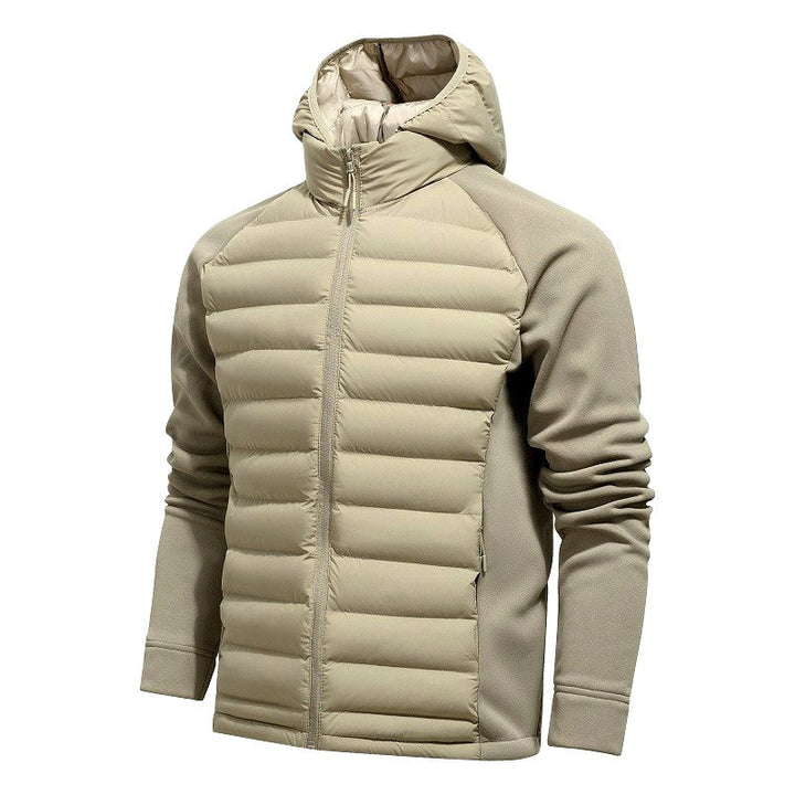 Damen Winterjacke mit Strickärmeln und Kapuze in Khaki
