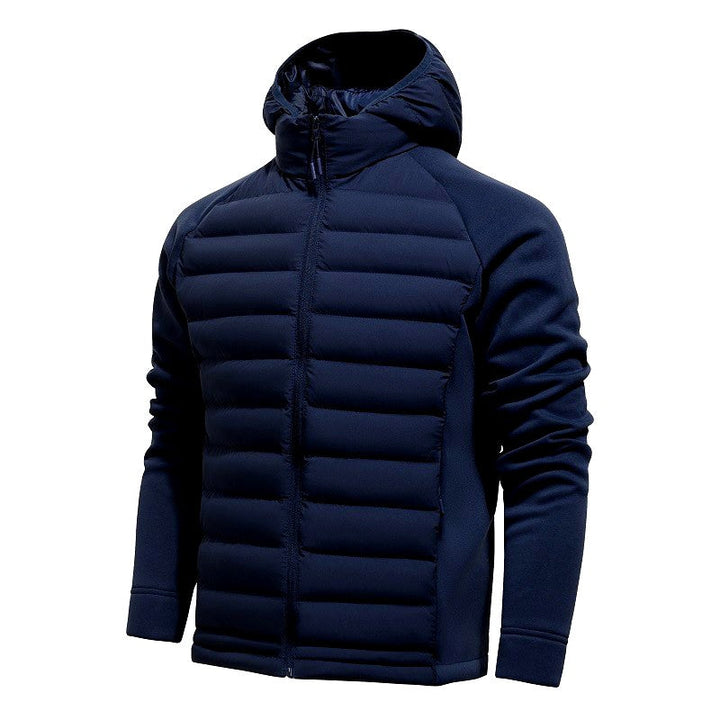 Damen Winterjacke mit Strickärmeln und Kapuze in Marineblau