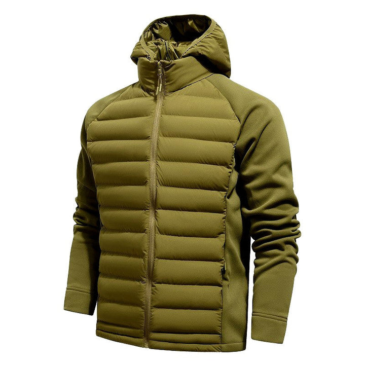 Damen Winterjacke mit Strickärmeln und Kapuze in Olivgrün