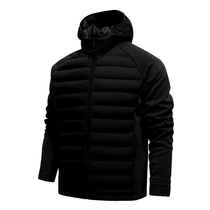 Damen Winterjacke mit Strickärmeln und Kapuze in Schwarz