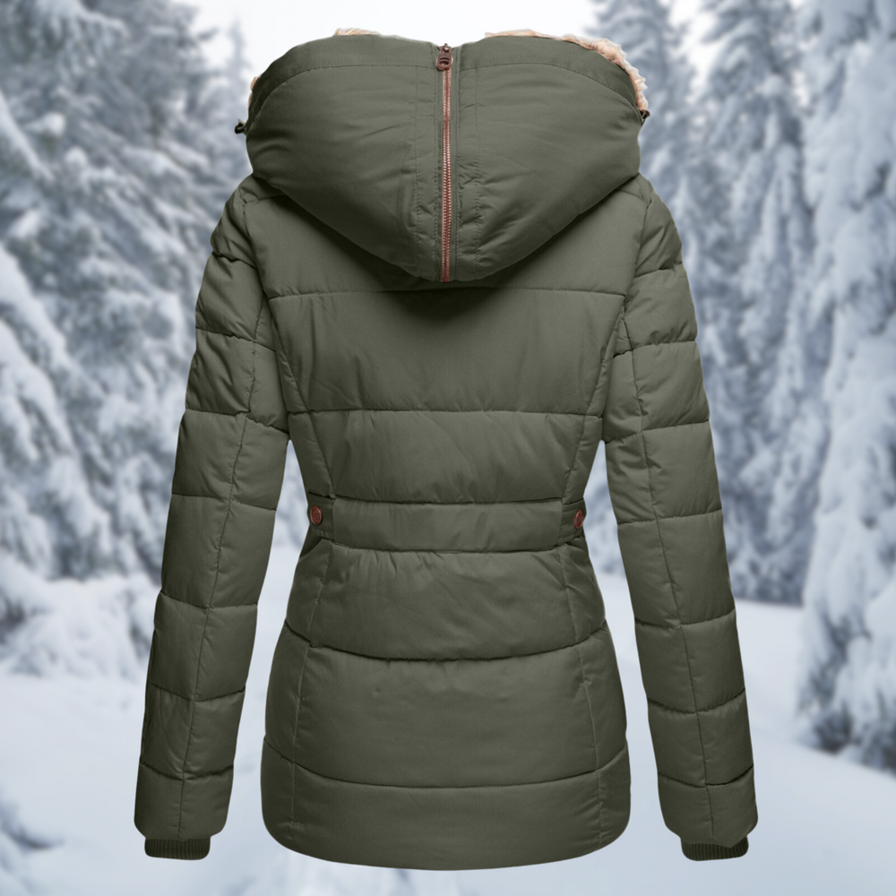Damen Winterjacke mit warmer Fellkapuze für Herbst (2)