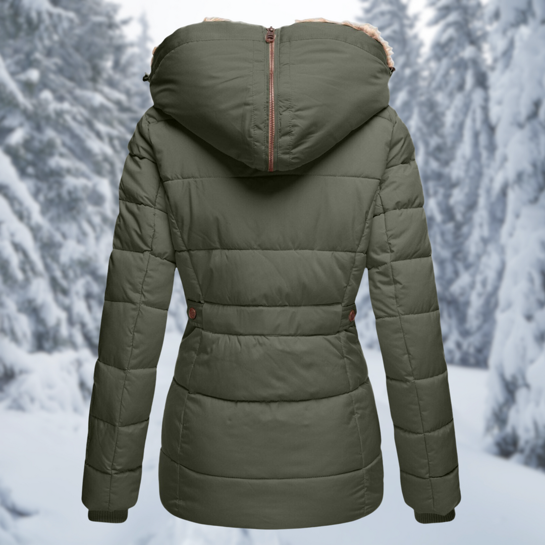 Damen Winterjacke mit warmer Fellkapuze für Herbst (2)