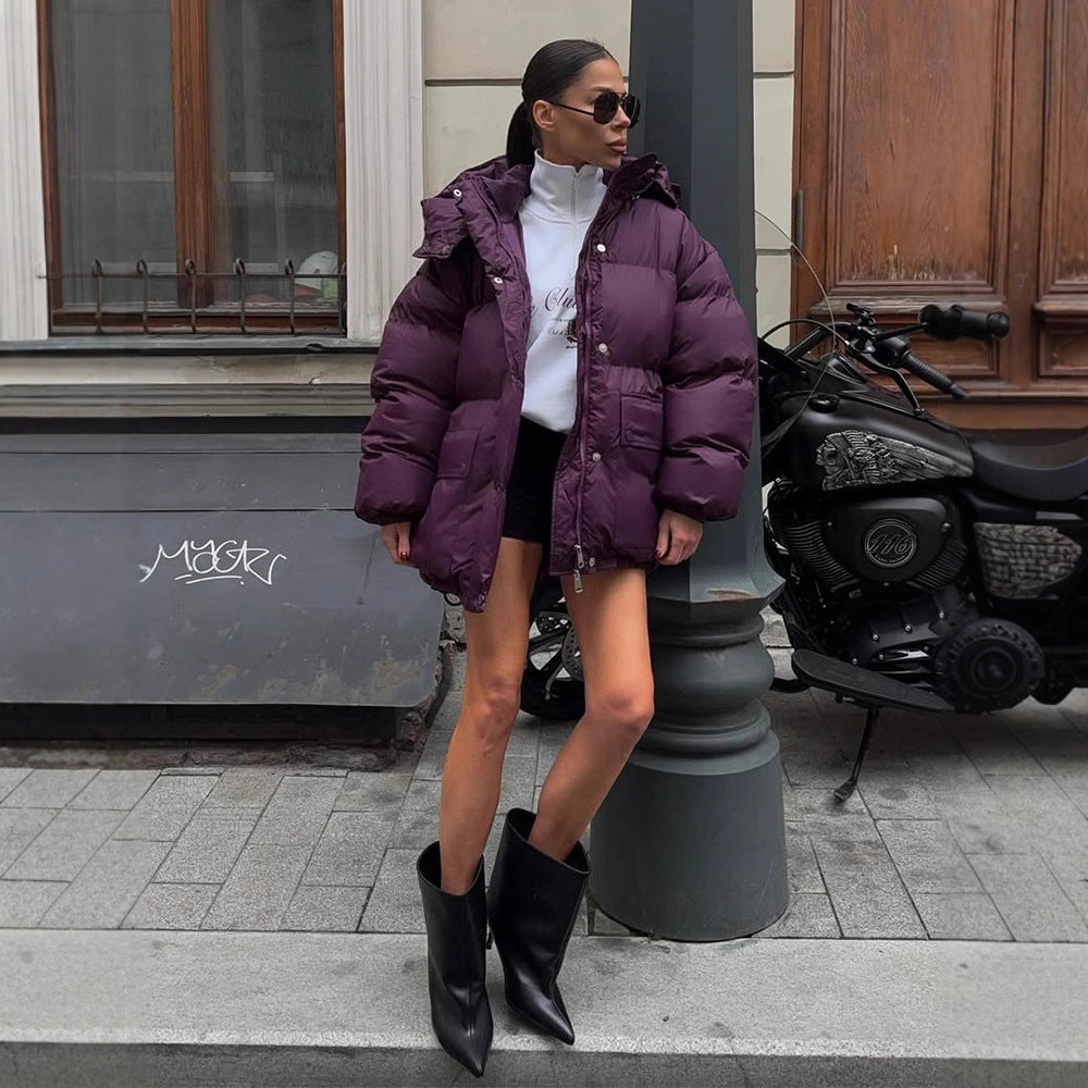 Damen Winterjacke mit wattierter Thermofütterung und Kapuze (2)