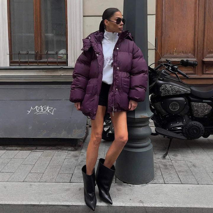 Damen Winterjacke mit wattierter Thermofütterung und Kapuze (2)