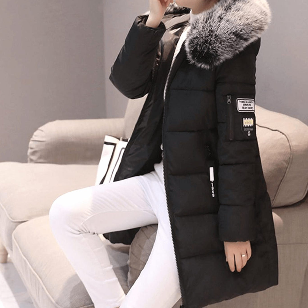 Damen Winterjacke Mittellang Gesteppt mit Kapuze (5)