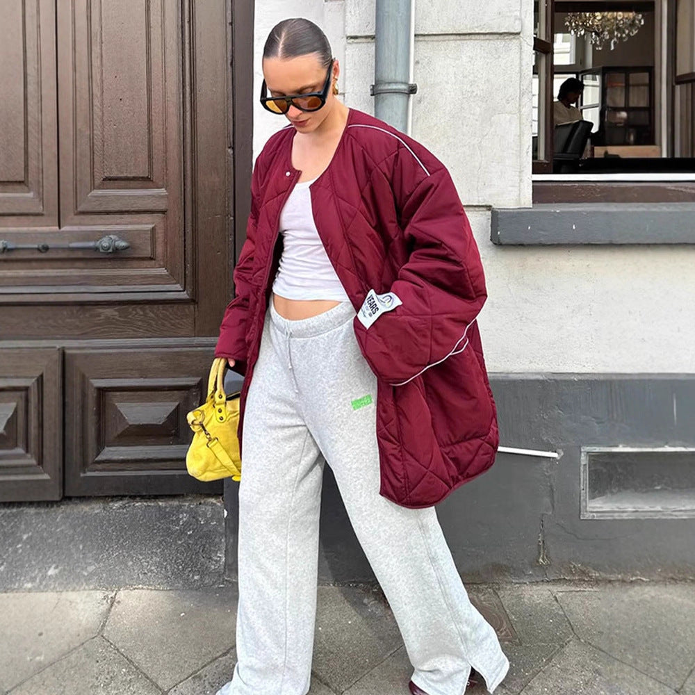 Damen Winterjacke Oversize mit Diamant-Steppung
