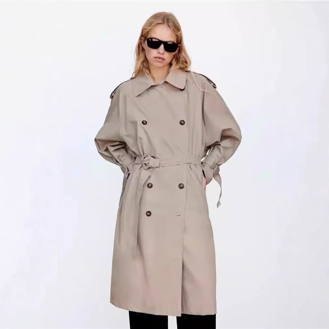 Damen Winterjacke Oversized im Trench-Stil in Creme
