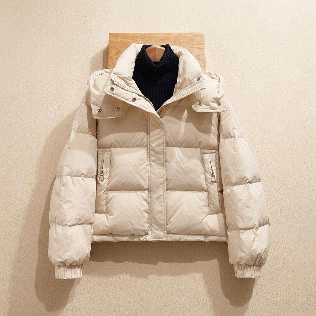 Damen Winterjacke Oversized mit Kapuze in Beige