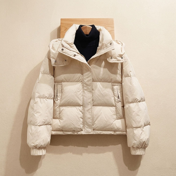 Damen Winterjacke Oversized mit Kapuze in Beige