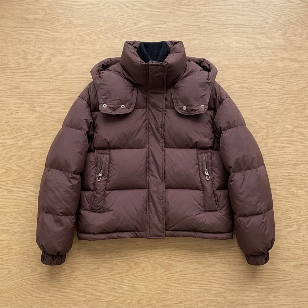 Damen Winterjacke Oversized mit Kapuze in Braun