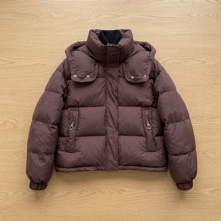 Damen Winterjacke Oversized mit Kapuze in Braun