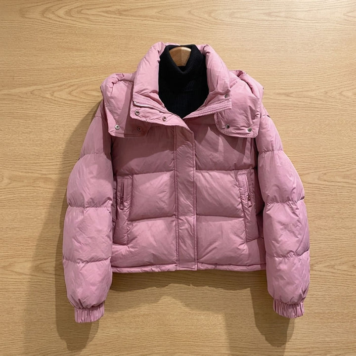 Damen Winterjacke Oversized mit Kapuze in Rosa