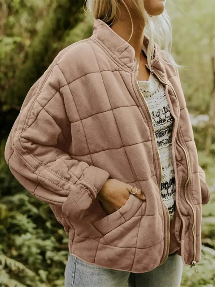 Damen Winterjacke Oversized mit Stehkragen in Khaki