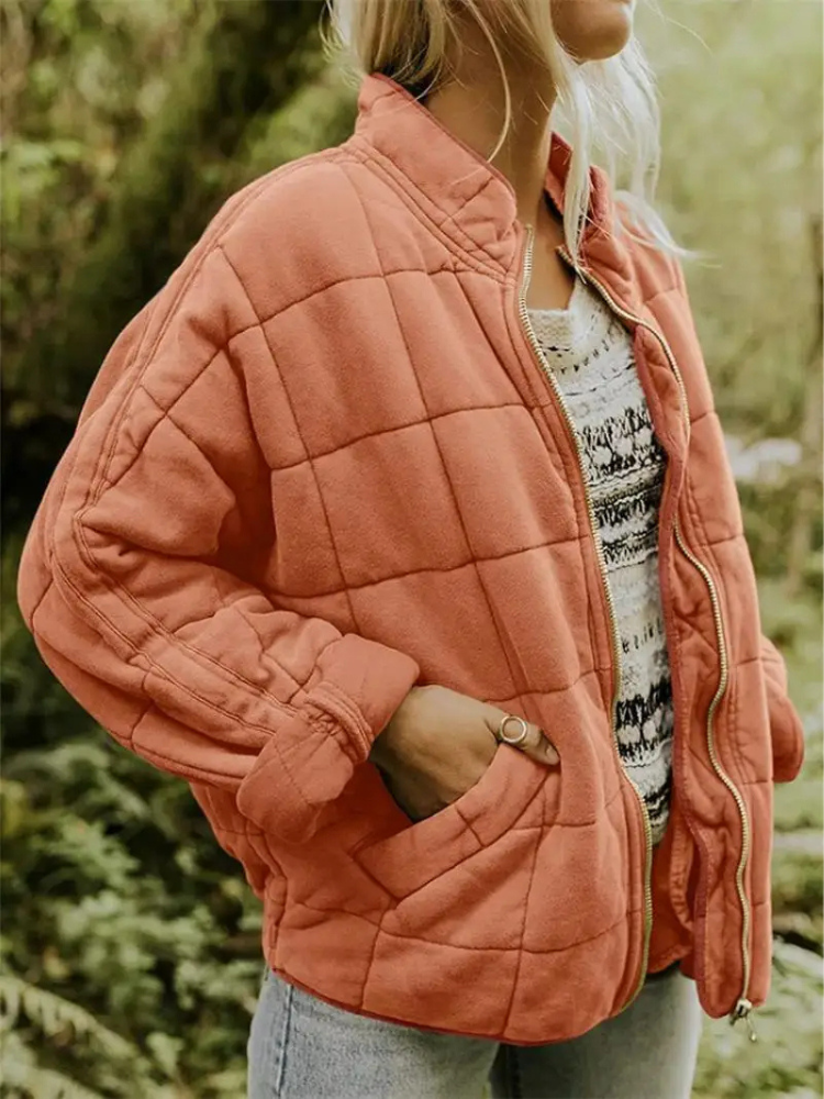 Damen Winterjacke Oversized mit Stehkragen in Orange