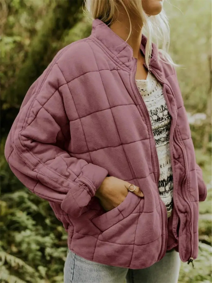 Damen Winterjacke Oversized mit Stehkragen in Rosa