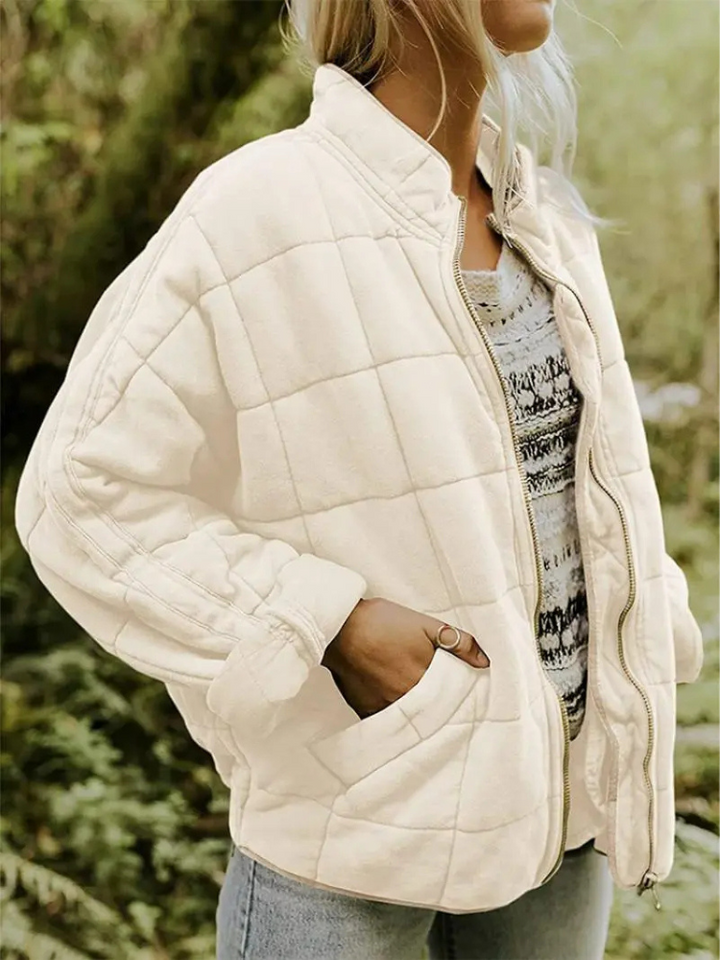 Damen Winterjacke Oversized mit Stehkragen in Weiß
