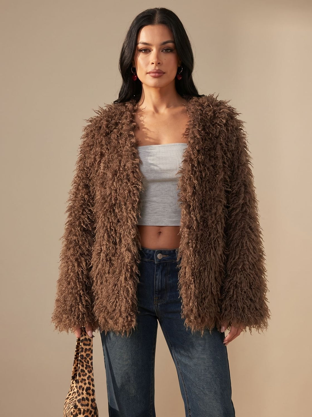 Damen Winterjacke Teddy im Oversized-Stil
