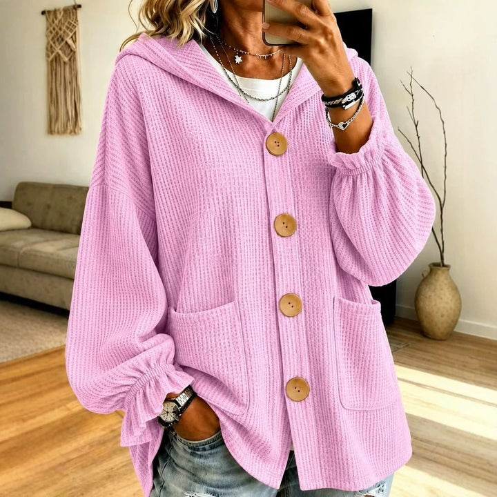 Damen Winterjacke Waffeltextur mit Kapuze (2)