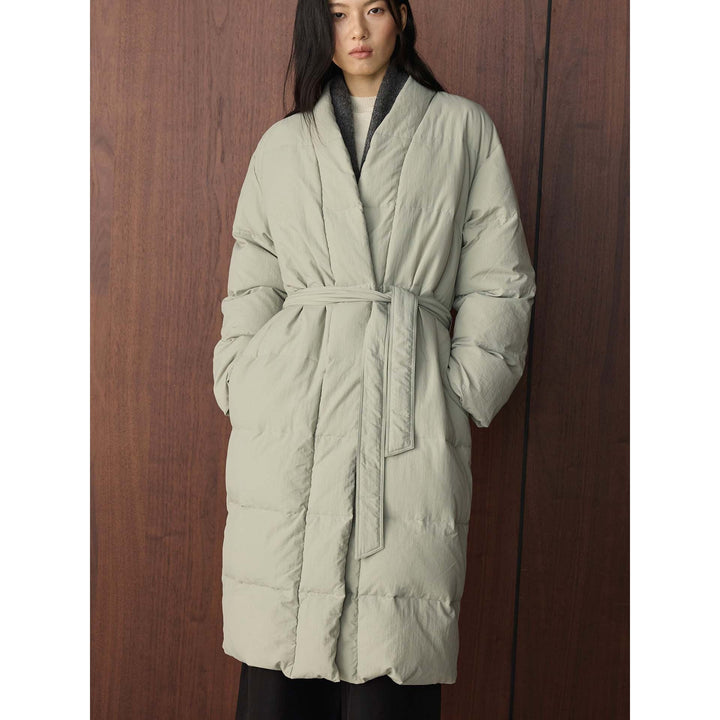 Damen Winterjacke wattiert im Oversized-Schnitt in Beigegrau