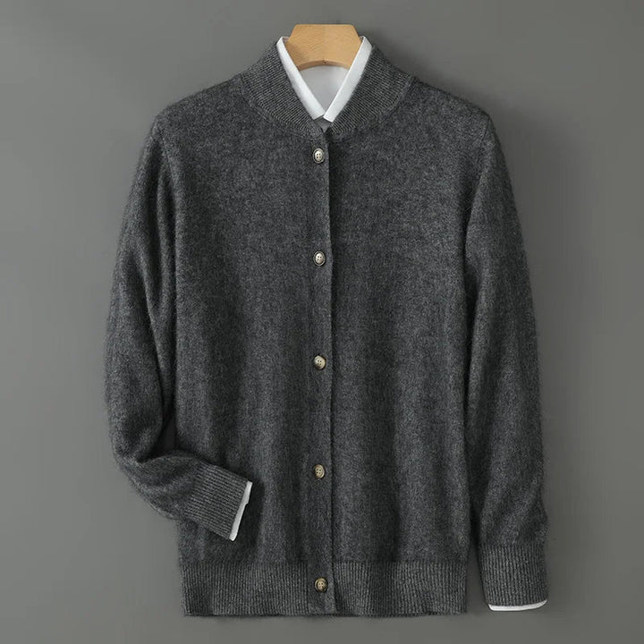 Damen Winterjacke zum Schichten aus feiner Strickware in Dunkelgrau