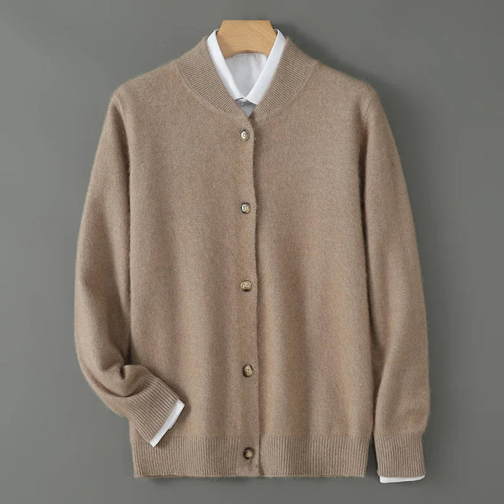 Damen Winterjacke zum Schichten aus feiner Strickware in Kamel